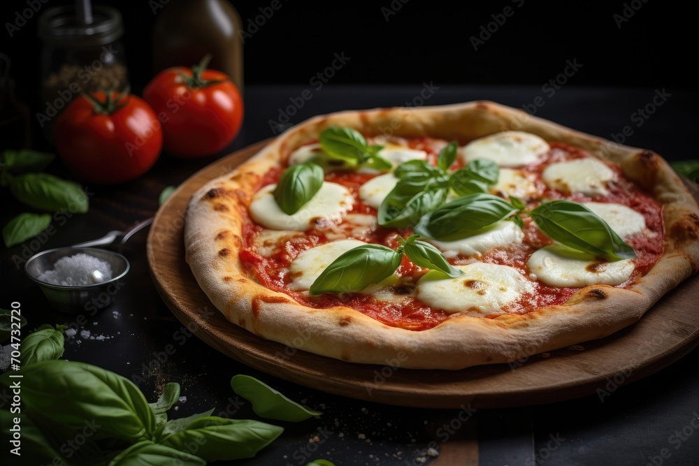 Italian Margherita pizza made with fresh homemade ingredients like buffalo mozzarella and basil