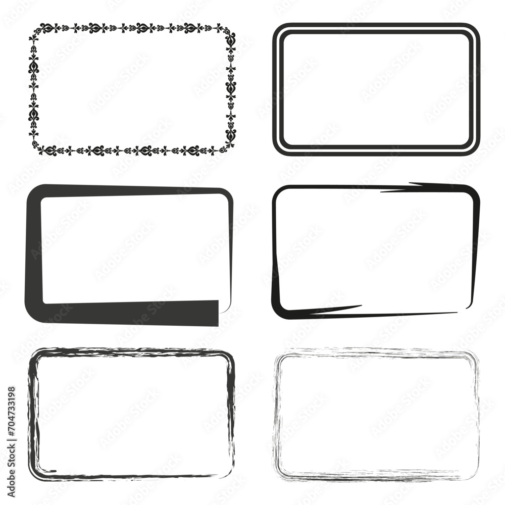 Hand drawn rectangular frames. Square frames set. Vector illustration. EPS 10. Hand drawn rectangular frames. Square frames set. Vector illustration. EPS 10.