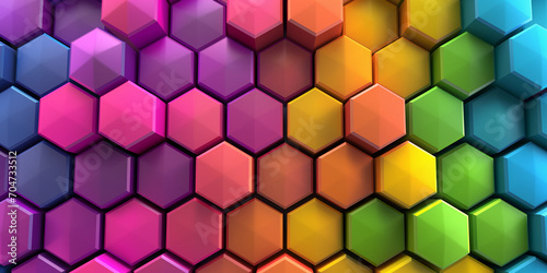 A Colorful Abstract Wallpaper Background Featuring Sculptural Hexagons in 3D Rubber Bliss. A Unique Backdrop Concept for a Vibrant Visual Experience Prismatic Pops