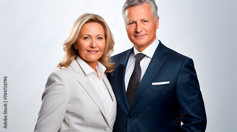 executive couple on white background, business people executive couple on white background, business people