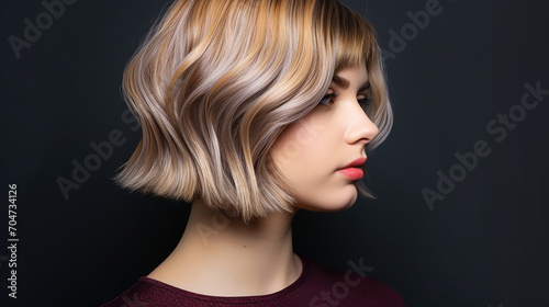 women haircut hairdresser beauty salon beauty care on dark background