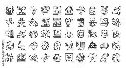 ecology line icon set
