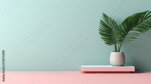 product branding with abstract background minimal style with plant on vase