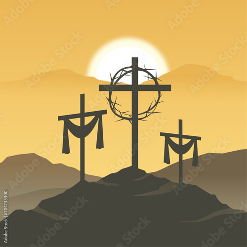 good friday background with jesus christ crucifixion scene