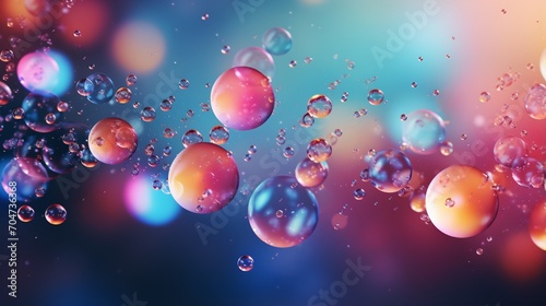 Colorful bubbles floating in a blue and purple background photo