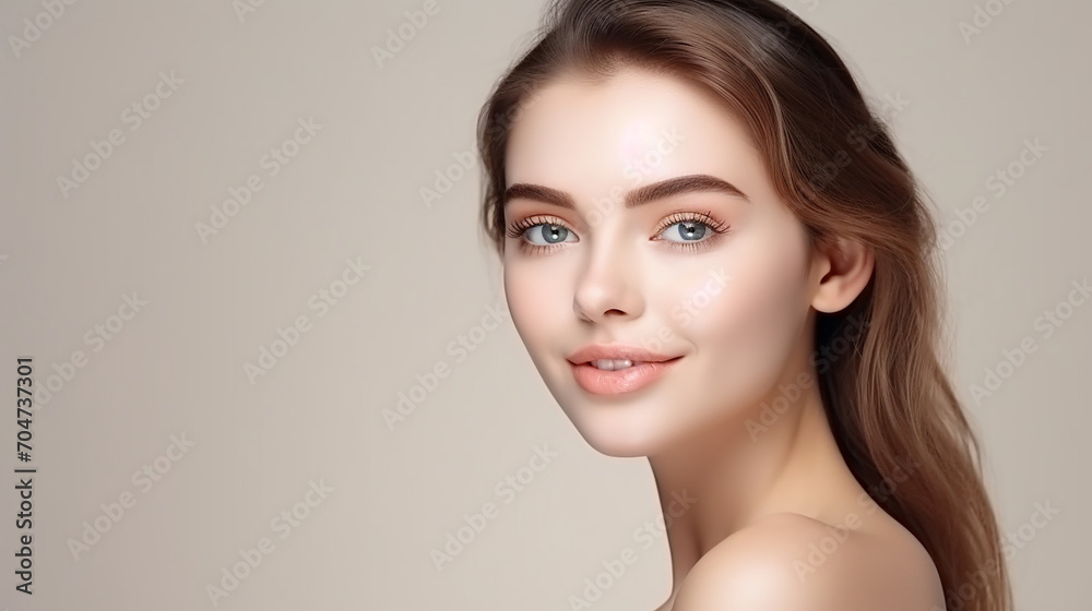 beautiful woman face with beauty skin cute smile beautiful woman face with beauty skin cute smile