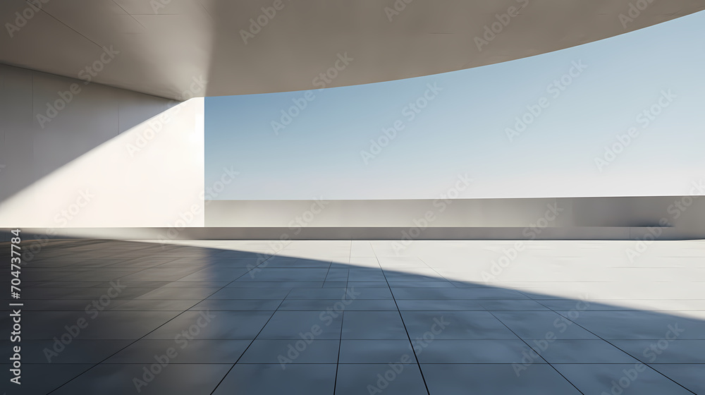 3d render of abstract futuristic architecture with empty concrete floor 3d render of abstract futuristic architecture with empty concrete floor