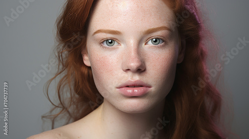 beautiful young woman with rosacea photo