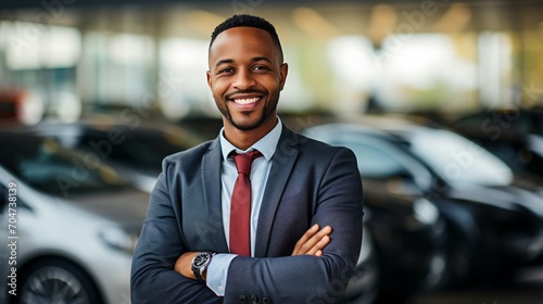 Portrait of a successful African American car salesman © duyina1990