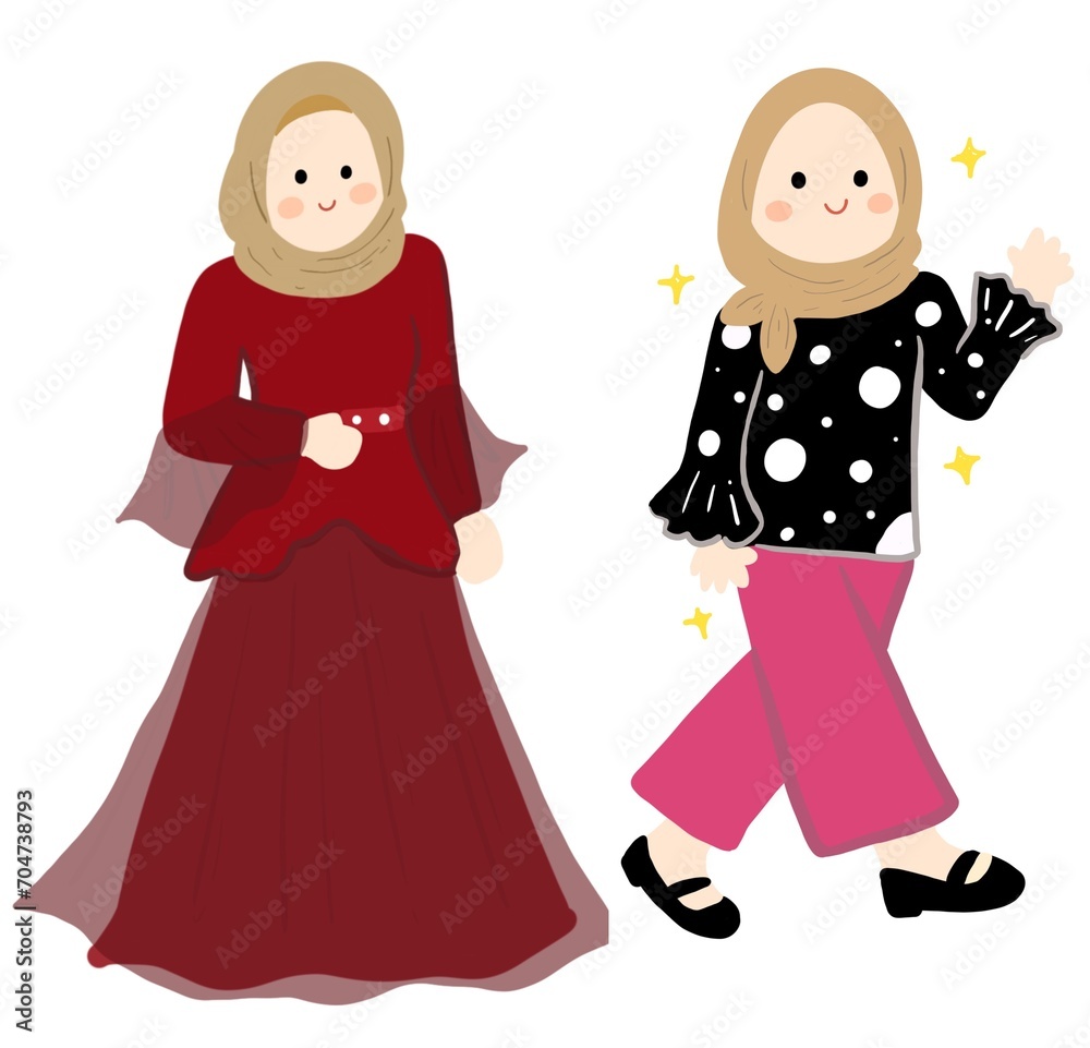 cute happy women character hijab girl illustration cute happy women character hijab girl illustration
