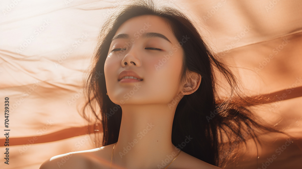 portrait of young asian girl under the sun beauty care portrait of young asian girl under the sun beauty care