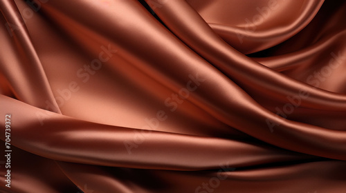 Rich copper-colored satin fabric draped gracefully, with a focus on its lustrous texture and elegant waves.