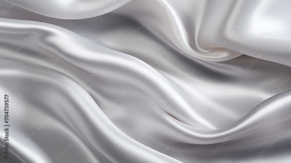 Pure white satin fabric with delicate folds, creating a soft and smooth texture that exudes simplicity and elegance.