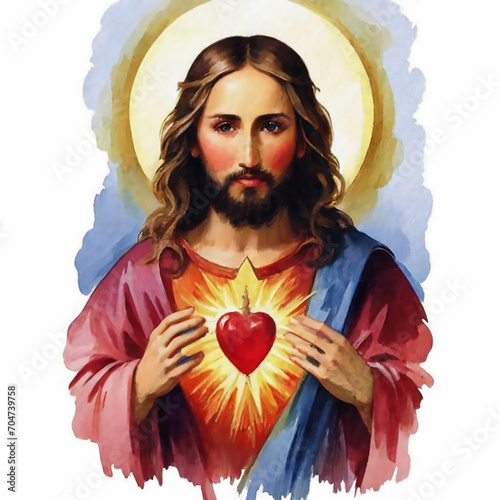 abstract sacred heart of jesus watercolor