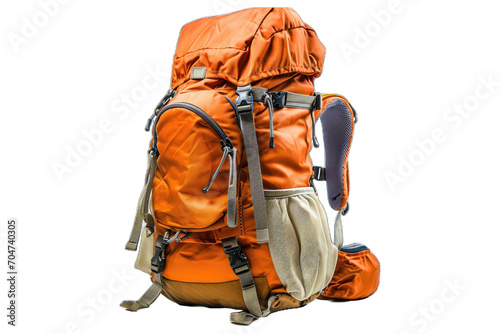 orange backpack isolated on a transparent background photo