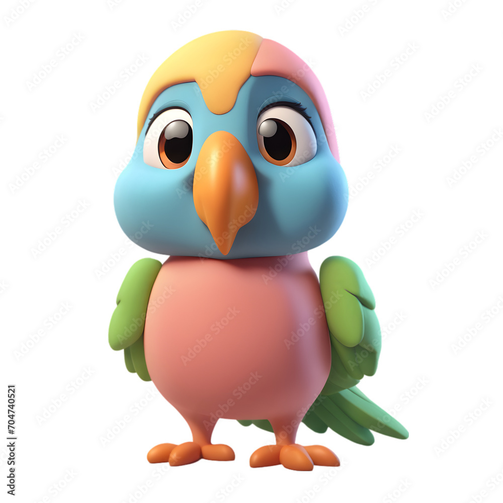Parrot Cartoon Character Illustration Art With a Transparent Background Generative AI.