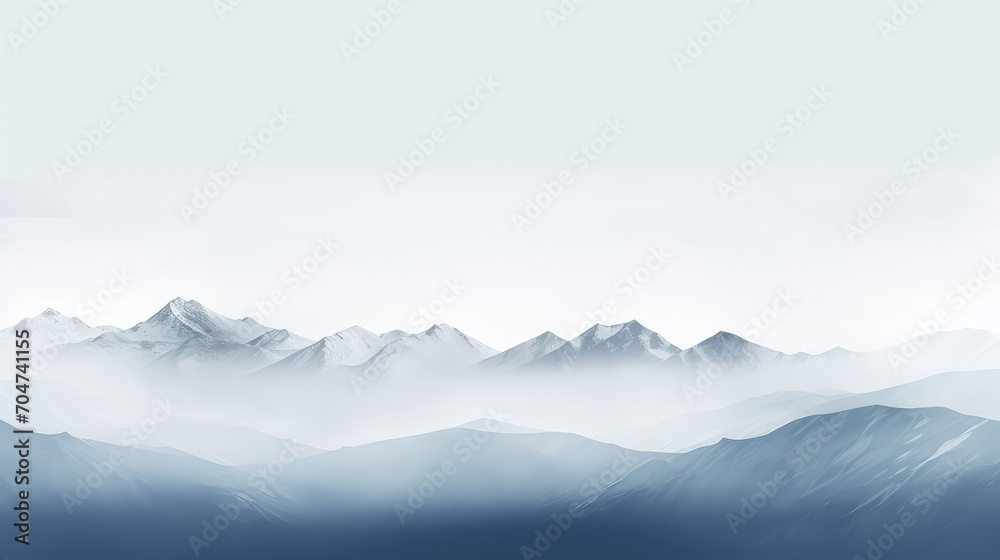 Blue Sky Gradients Above Snowy Mountain Peaks. Perfect for Wall Art, Nature Calendars, Social Media Posts, Website Banners, Inspirational Quotes, Desktop Backgrounds, Wallpaper