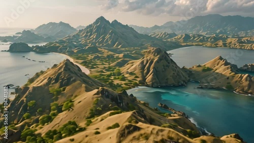 Landscape view from the top of Padar island in Komodo photo