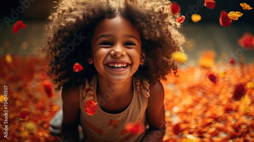 Innocence Amidst Love: Little Girl on a Wooden Floor Surrounded by Red Hearts, innocence, love, and the pure joy of childhood