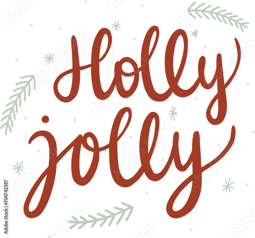 Holly Jolly Winter Lettering. Hand Drawn Winter Phrases. Hand Lettering Typography for badge, banner, poster, card