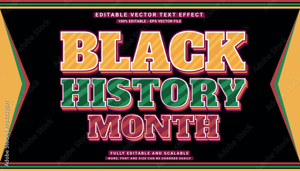 3D VECTOR TEXT EFFECT EDITABLE BLACK HISTORY MONTH