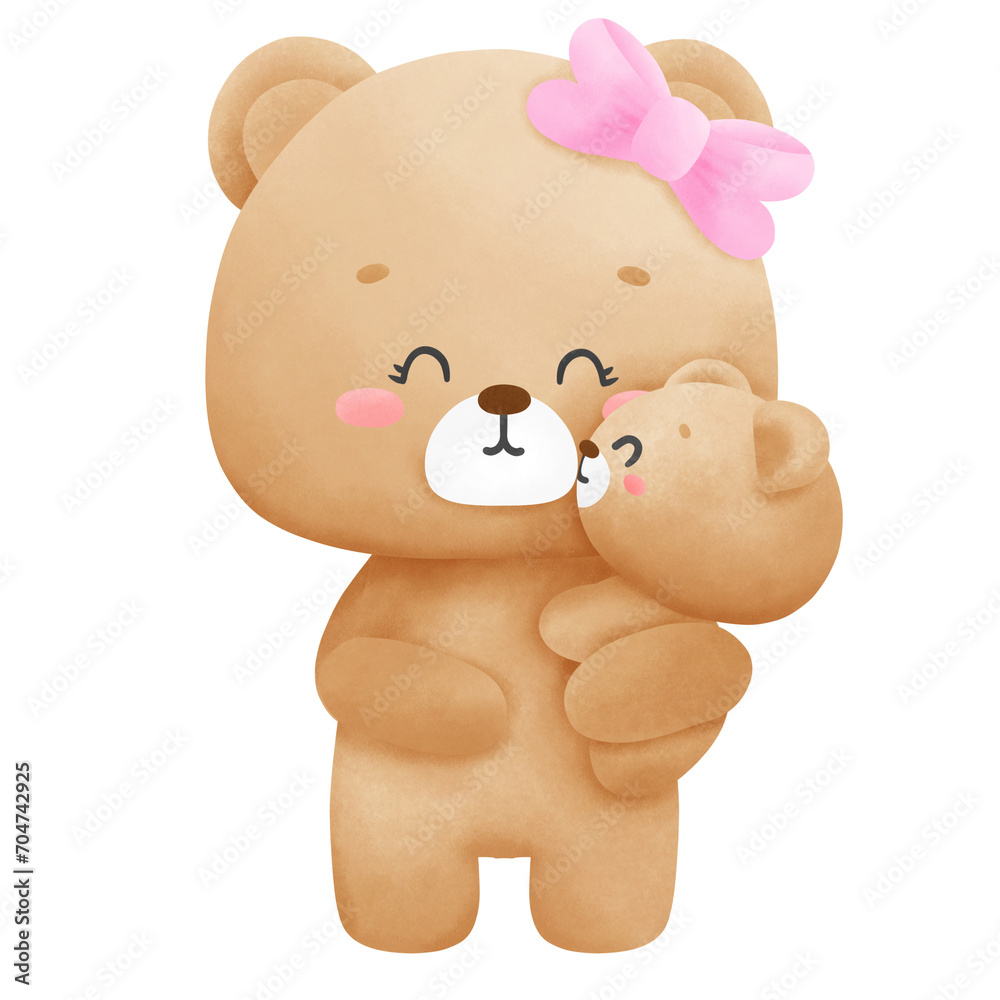 Fototapeta premium Mother bear holding baby bear