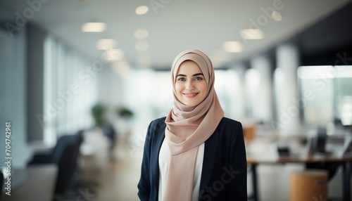 Muslim businesswoman working in the office