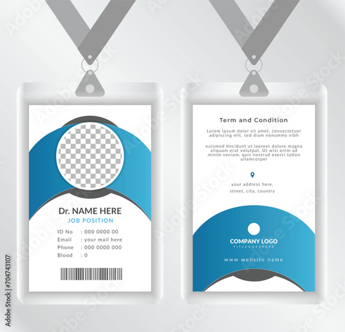 Professional modern healthcare medical doctor id card template with Flat design