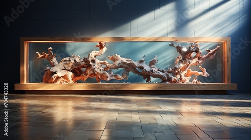 Large driftwood centerpiece in a modern space photo