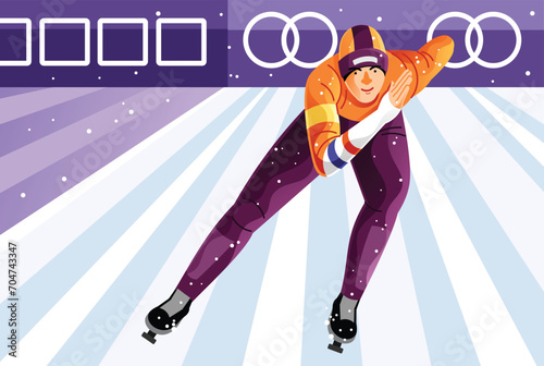Short Track Skating Sport Illustration