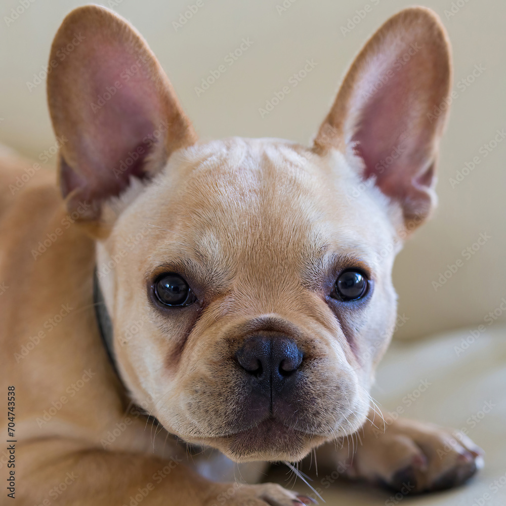 15-Months-Old Red Tan French Bulldog Male Headshot.
