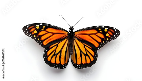 Beautiful colorful monarch butterfly isolated on white background photo