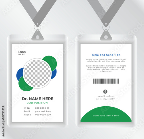 Medical office id card design template abstract style
