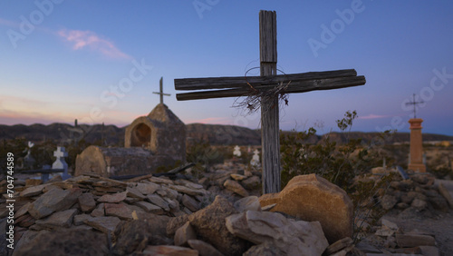Cemetery in ghost town of Terlingua, Texas, USA photo