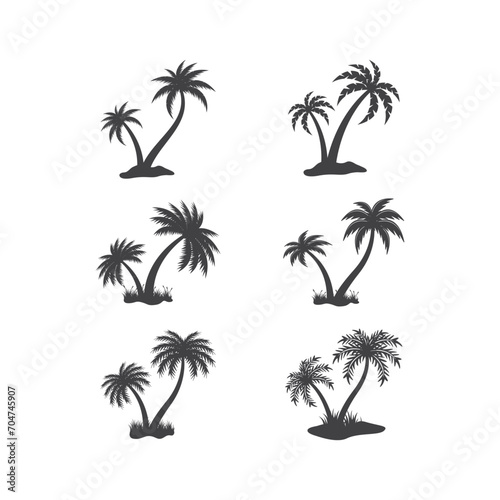 palm tree logo icon set