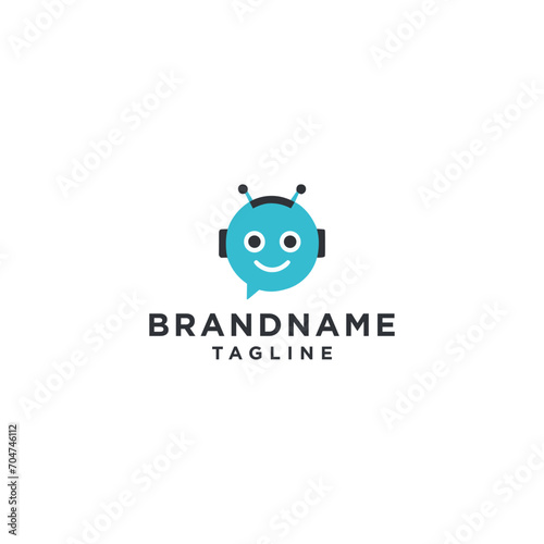 robotic chatt ai logo icon design template