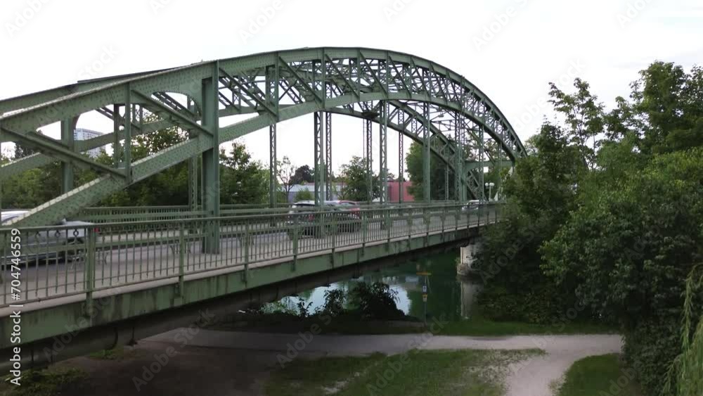 Wels Traun river bridge and town Wels Traun river bridge and town