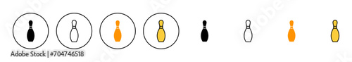 Bowling icon set vector. bowling ball and pin sign and symbol.