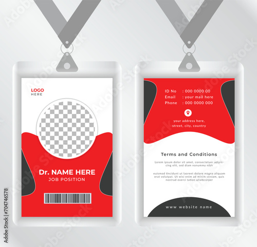 Medical doctor abstract id card template with flat design or identity card
