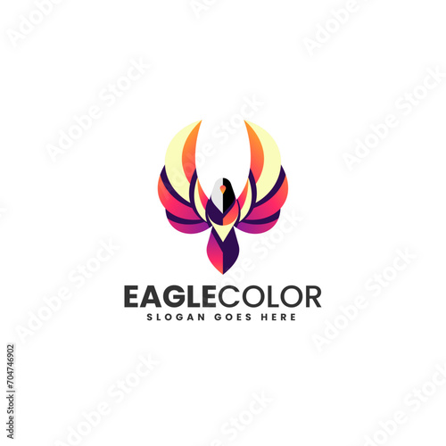 Vector Logo Illustration Eagle Gradient Colorful Style