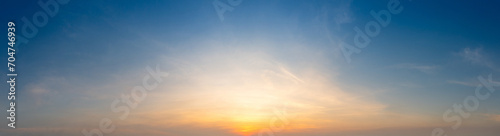 Panorama sunset sky for background or sunrise sky and cloud at morning. © Praew stock