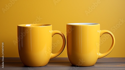 Couple mug cup yellow ceramic mockup coffee drink brand marketing