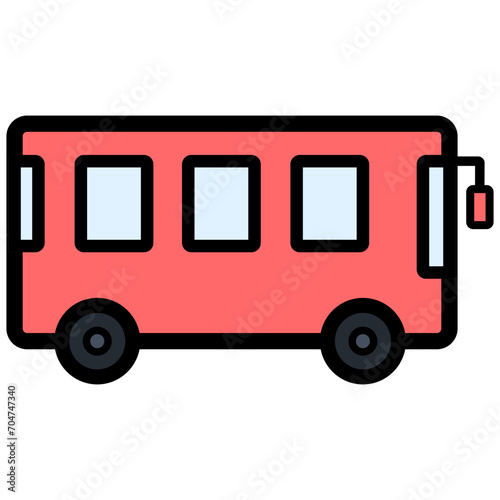 Bus Filled Line Icon Vector Illustration 