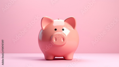 Pink piggy bank radiates positivity,  symbolizing the success of savings goals photo