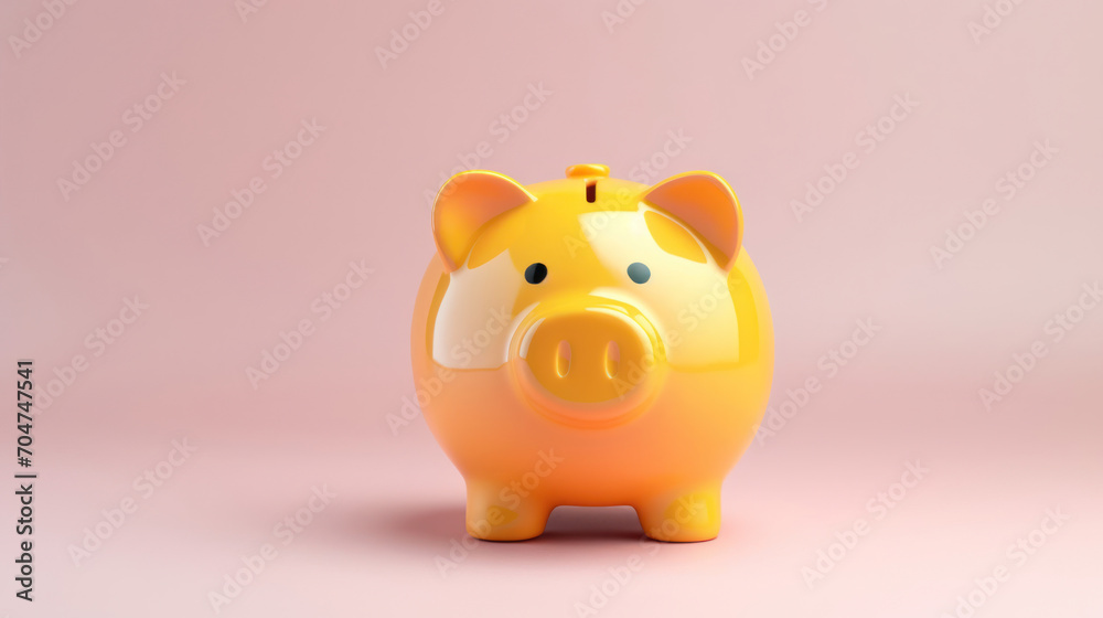 Pink piggy bank with a beaming smile,  a symbol of investment success