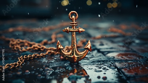 Metal anchor ship nautical marine navigation expedition photo