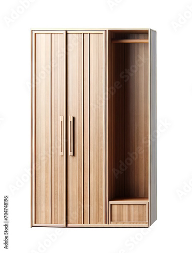 Wooden Clothes Closet in PNG with Transparent Background