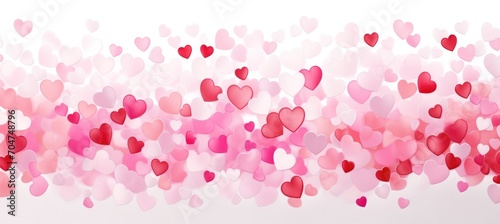 Pink and red hearts confetti background