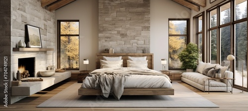 Modern mountain home bedroom interior design