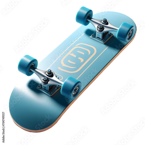 photorealistic skateboard with a blue wheel on a transparent background, product photography © Beyond Pixels